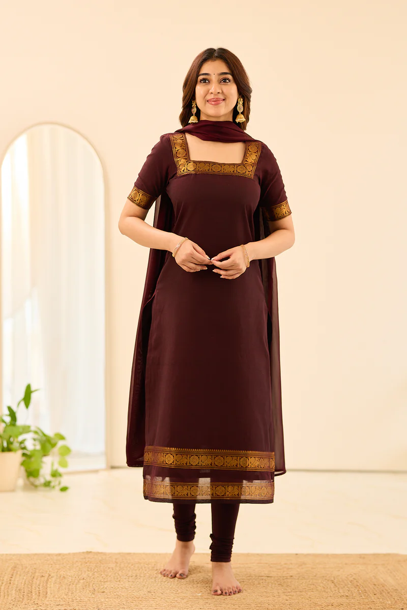 Deep Royal Brown Chettinad Cotton Salwar